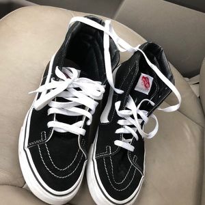 black and white high top vans